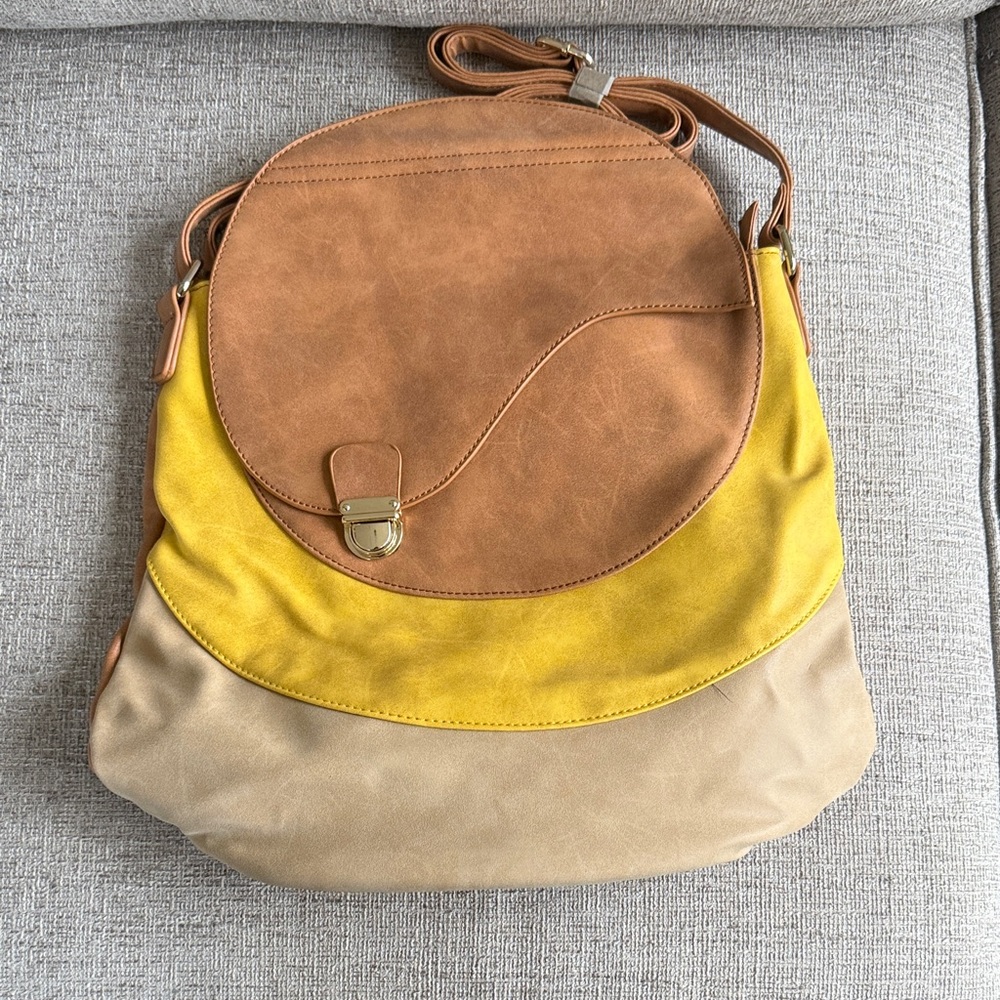 Pink Haley Tan and Yellow Shoulder Bag